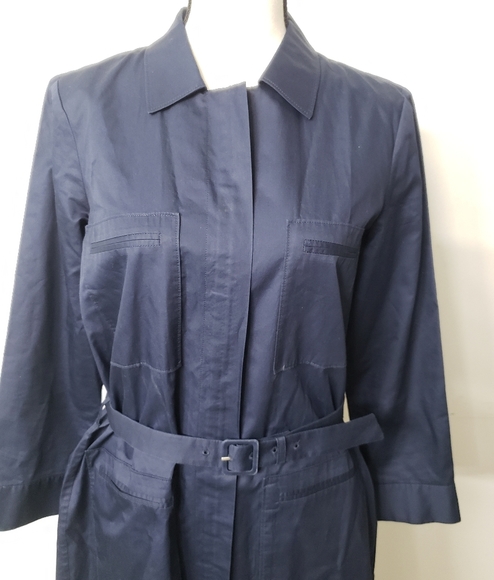 Theory navy blue belted dress sz. 8 - Picture 2 of 7